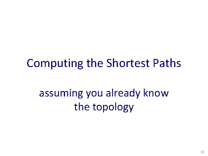 Computing the Shortest Paths assuming you already know the topology 13 