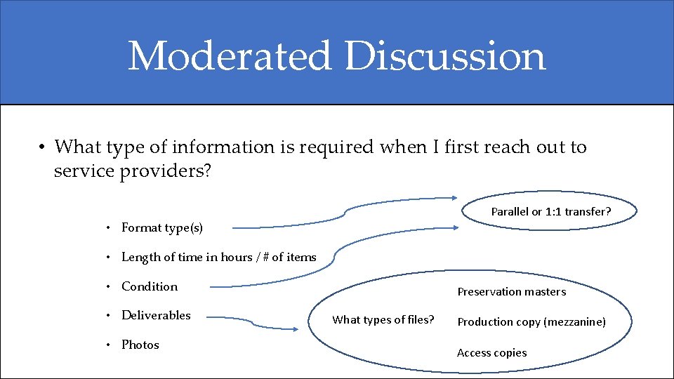 Moderated Discussion • What type of information is required when I first reach out Moderated Discussion • What type of information is required when I first reach out