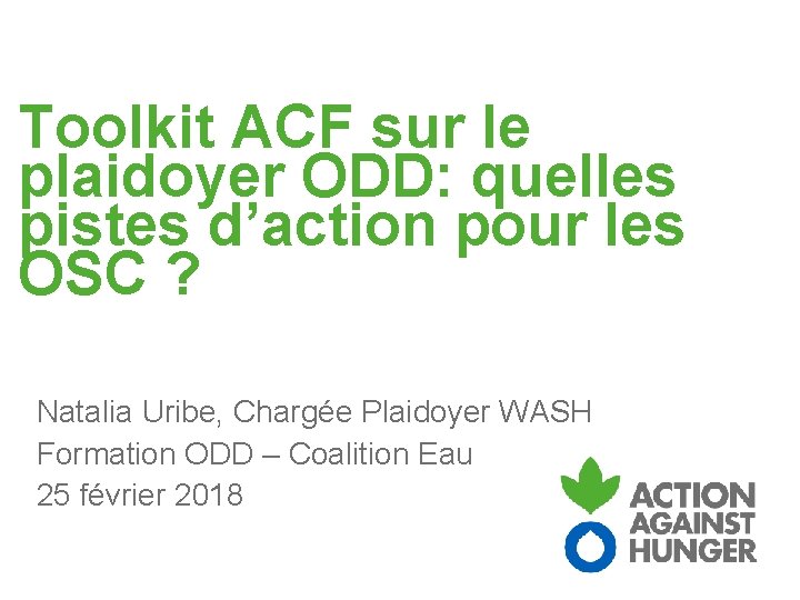 Toolkit ACF sur le plaidoyer ODD: quelles pistes d’action pour les OSC ? Natalia