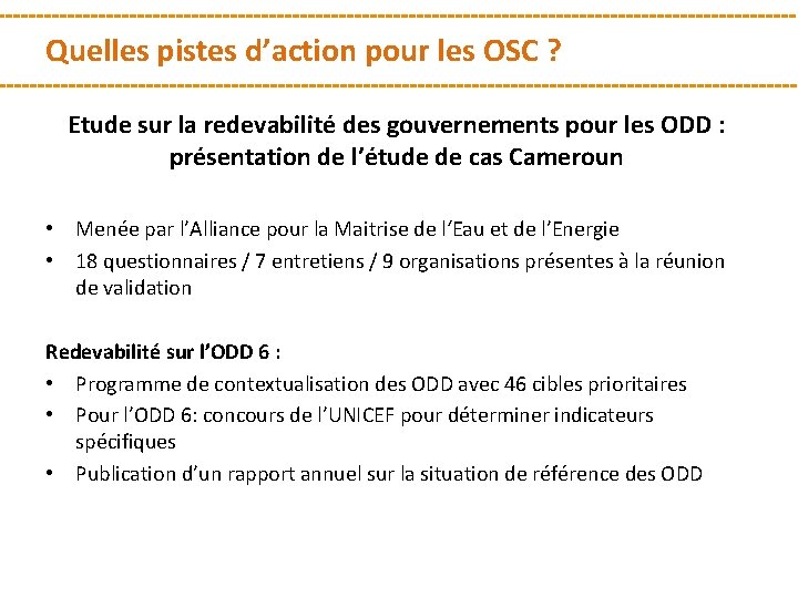 Quelles pistes d’action pour les OSC ? Etude sur la redevabilité des gouvernements pour