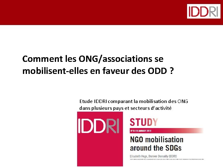 Comment les ONG/associations se mobilisent-elles en faveur des ODD ? Etude IDDRI comparant la