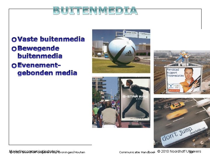 BUITENMEDIA Marketingcommunicatiestrategie © 2010 Noordhoff Uitgevers bv, Groningen/Houten Communicatie Handboek © 2010 Noordhoff Uitgevers