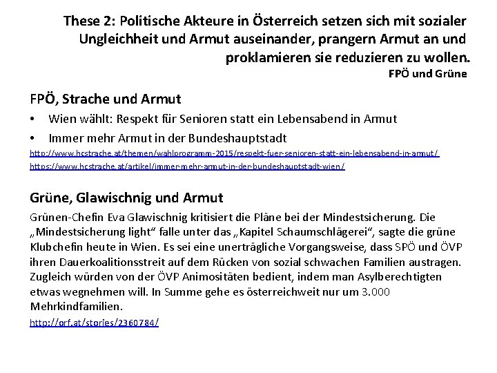 These 2: Politische Akteure in Österreich setzen sich mit sozialer Ungleichheit und Armut auseinander,