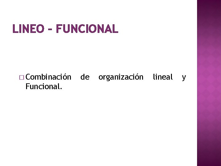 LINEO – FUNCIONAL � Combinación Funcional. de organización lineal y 