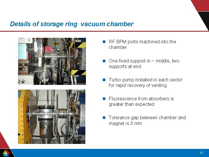 Details of storage ring vacuum chamber n RF BPM ports machined into the chamber Details of storage ring vacuum chamber n RF BPM ports machined into the chamber