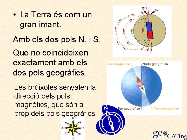  • La Terra és com un gran imant. Amb els dos pols N.