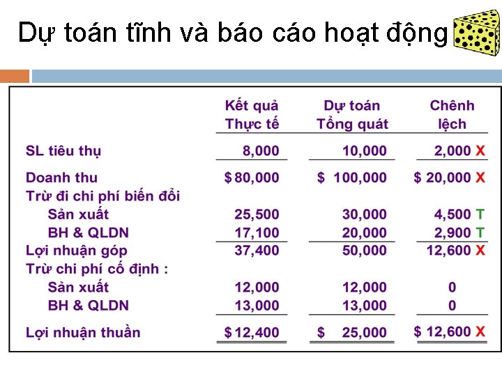 Dự toán tĩnh và báo cáo hoạt động 