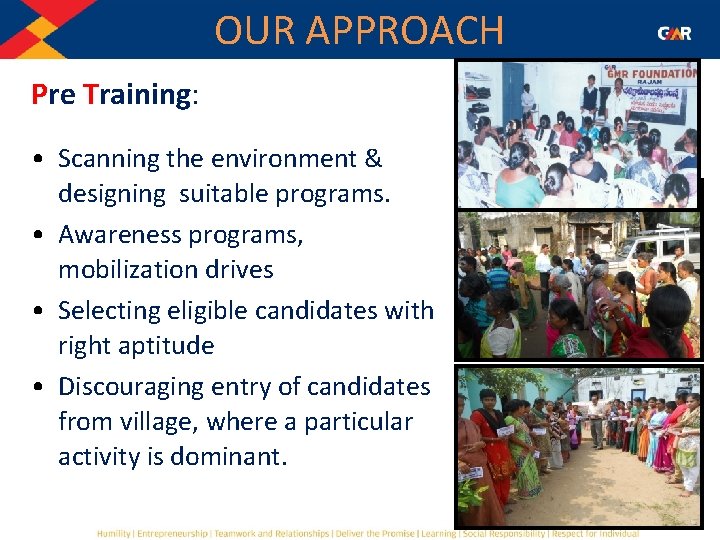 OUR APPROACH Pre Training: • Scanning the environment & designing suitable programs. • Awareness