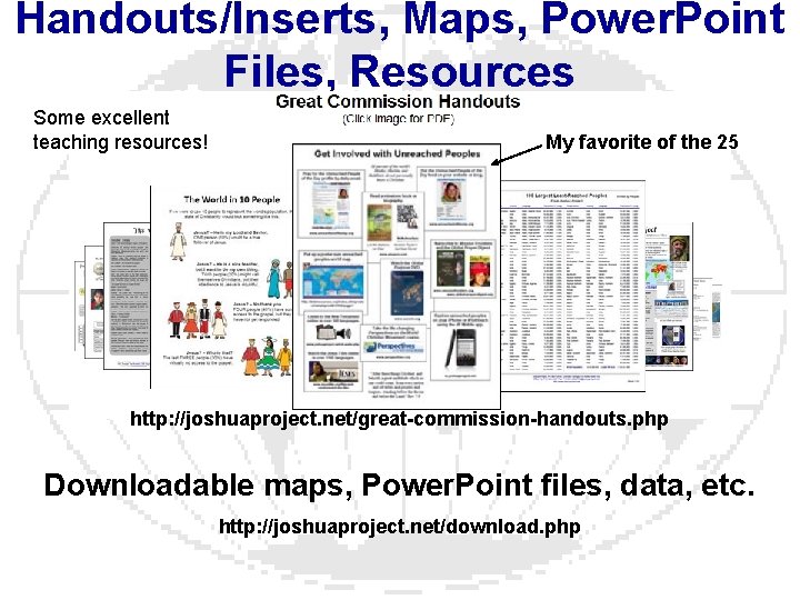 Handouts/Inserts, Maps, Power. Point Files, Resources Some excellent teaching resources! My favorite of the