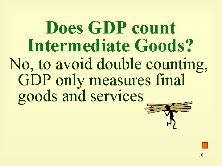 Does GDP count Intermediate Goods? No, to avoid double counting, GDP only measures final