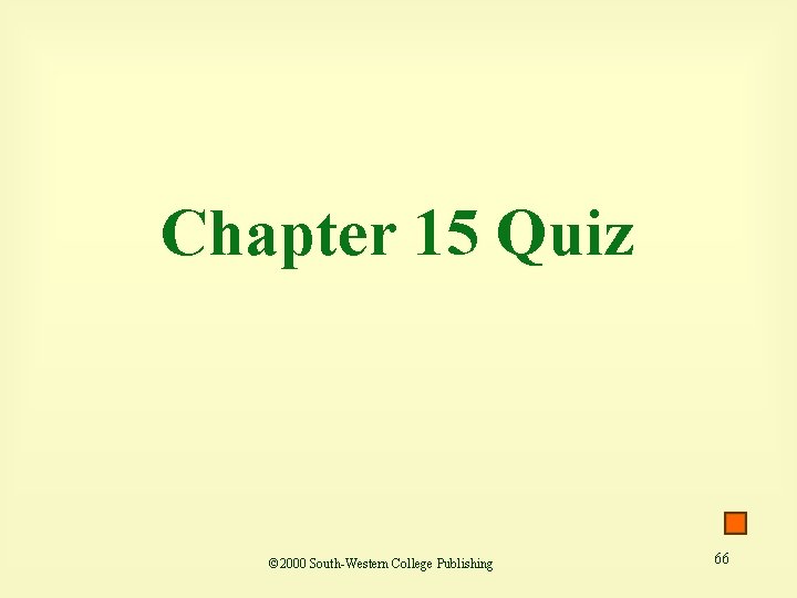 Chapter 15 Quiz © 2000 South-Western College Publishing 66 