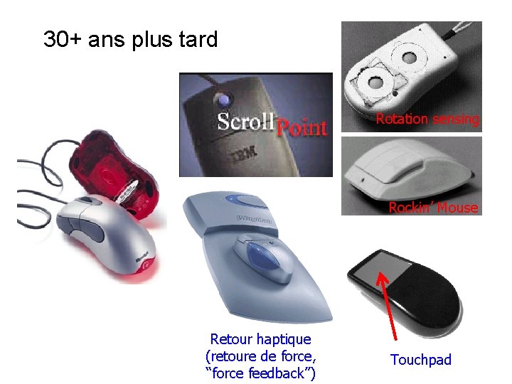 30+ ans plus tard Rotation sensing Rockin’ Mouse Retour haptique (retoure de force, “force