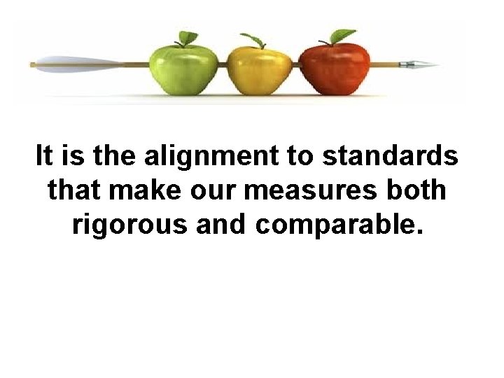 It is the alignment to standards that make our measures both rigorous and comparable.