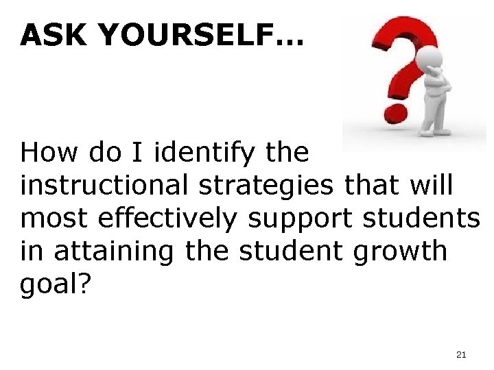 ASK YOURSELF… How do I identify the instructional strategies that will most effectively support