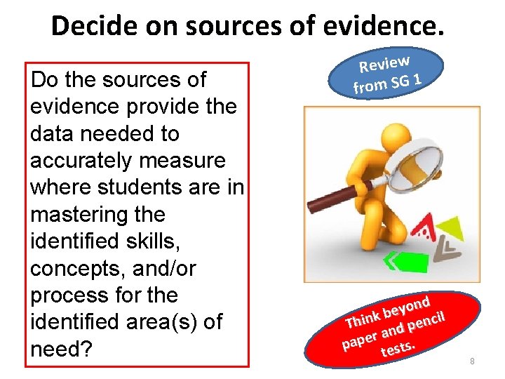 Decide on sources of evidence. Do the sources of evidence provide the data needed