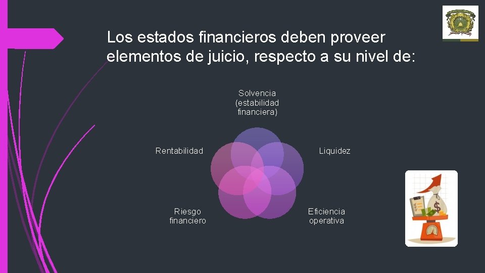 Los estados financieros deben proveer elementos de juicio, respecto a su nivel de: Solvencia