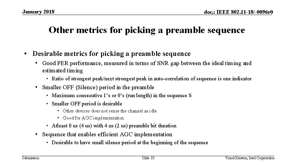 January 2018 doc. : IEEE 802. 11 -18/-0096 r 0 Other metrics for picking