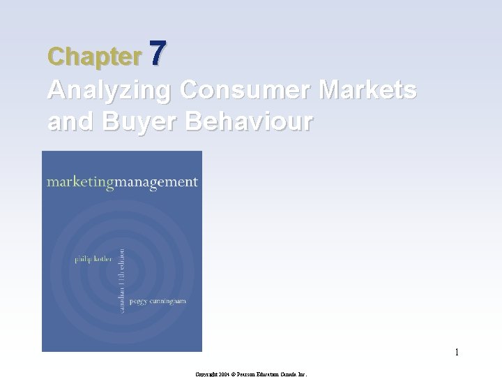 Chapter 7 Analyzing Consumer Markets and Buyer Behaviour 1 Copyright 2004 © Pearson Education