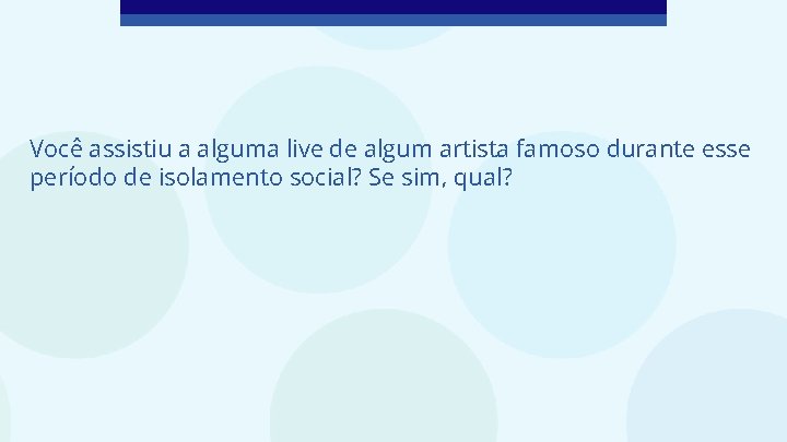 Você assistiu a alguma live de algum artista famoso durante esse período de isolamento