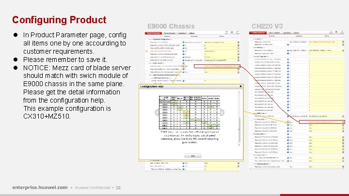 Configuring Product E 9000 Chassis l In Product Parameter page, config all items one