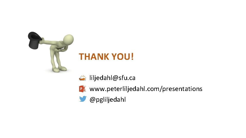 THANK YOU! liljedahl@sfu. ca www. peterliljedahl. com/presentations @pgliljedahl 