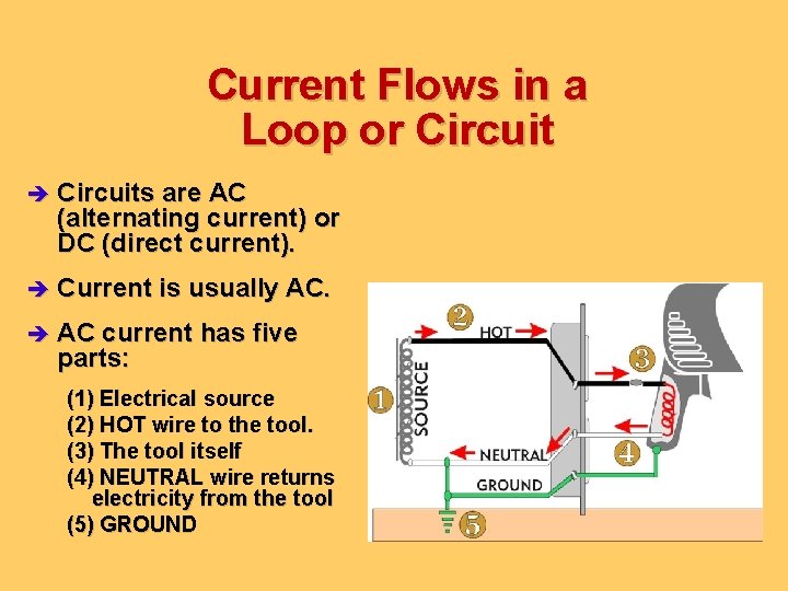 Current Flows in a Loop or Circuit è Circuits are AC (alternating current) or