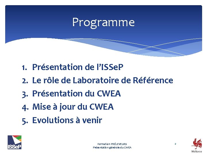 Programme 1. 2. 3. 4. 5. Présentation de l’ISSe. P Le rôle de Laboratoire