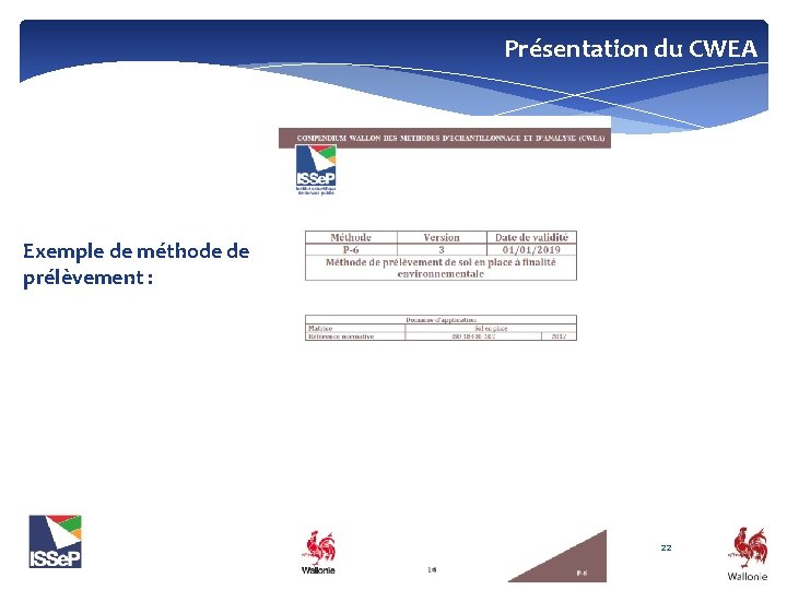 Présentation du CWEA Exemple de méthode de prélèvement : Formation PRÉLEVEURS Présentation générale du