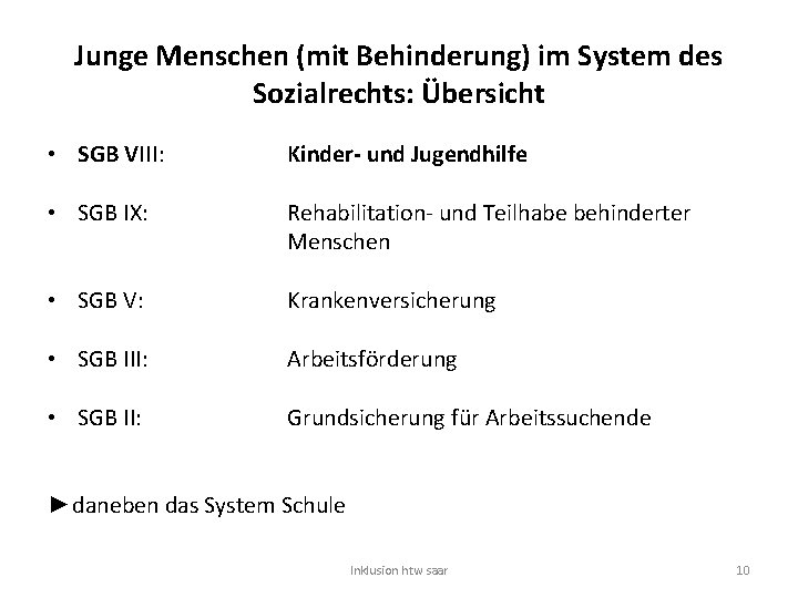 Junge Menschen (mit Behinderung) im System des Sozialrechts: Übersicht • SGB VIII: Kinder- und