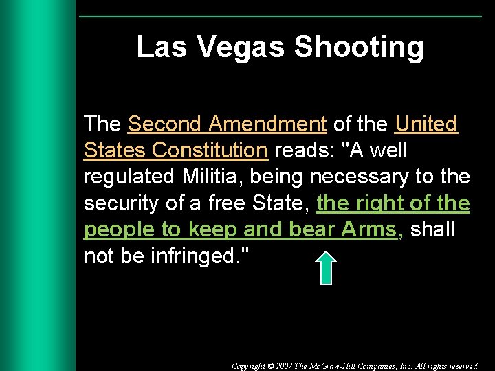 Las Vegas Shooting The Second Amendment of the United States Constitution reads: "A well