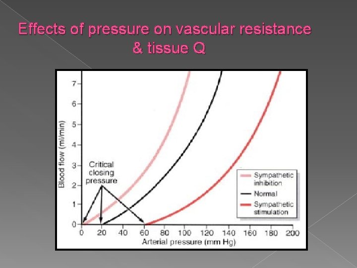 Effects of pressure on vascular resistance & tissue Q 