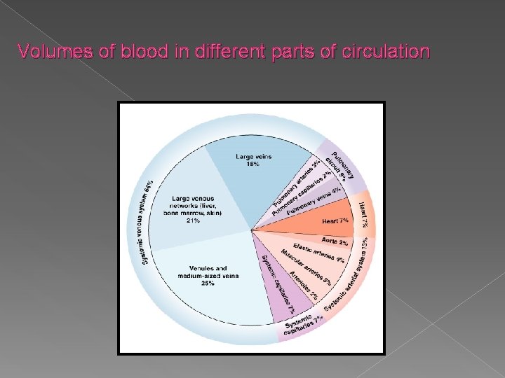 Volumes of blood in different parts of circulation 