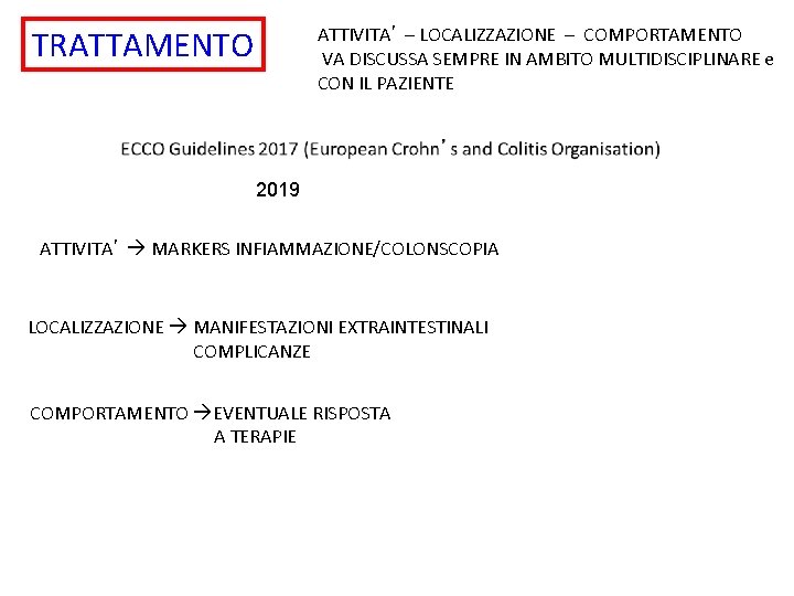 TRATTAMENTO ATTIVITA’ – LOCALIZZAZIONE – COMPORTAMENTO VA DISCUSSA SEMPRE IN AMBITO MULTIDISCIPLINARE e CON