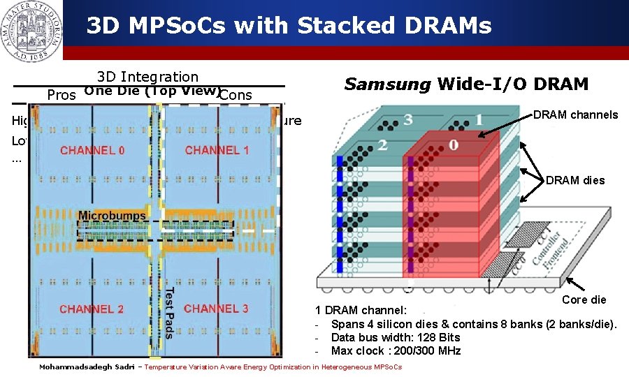 3 D MPSo. Cs with Stacked DRAMs 3 D Integration Pros One Die (Top