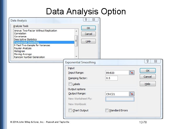 Data Analysis Option © 2014 John Wiley & Sons, Inc. - Russell and Taylor