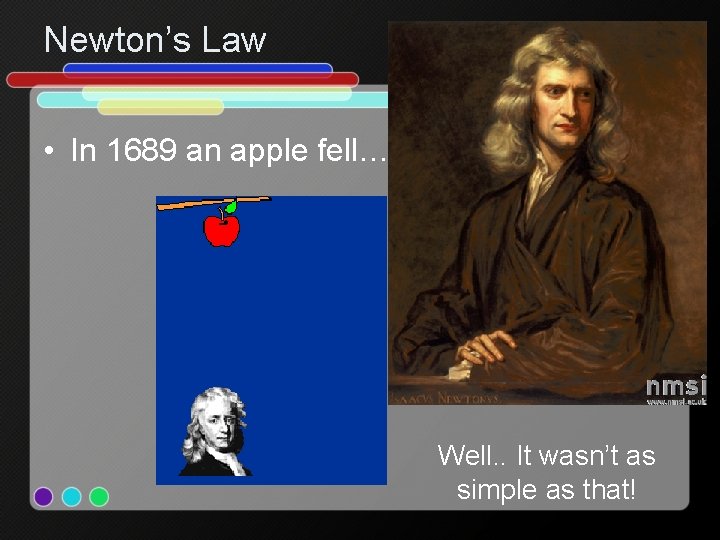 Newton’s Law • In 1689 an apple fell… Well. . It wasn’t as simple