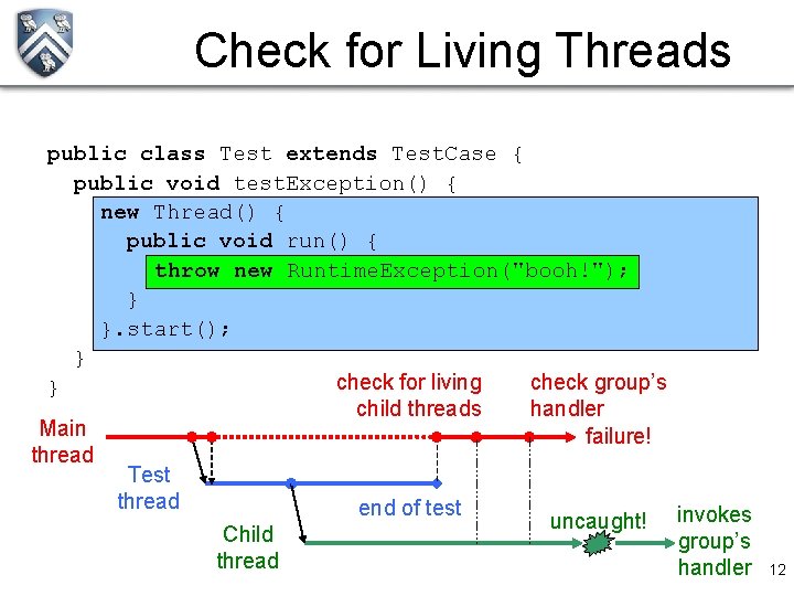 Check for Living Threads public class Test extends Test. Case { public void test.