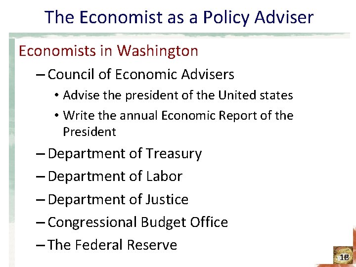 The Economist as a Policy Adviser Economists in Washington – Council of Economic Advisers