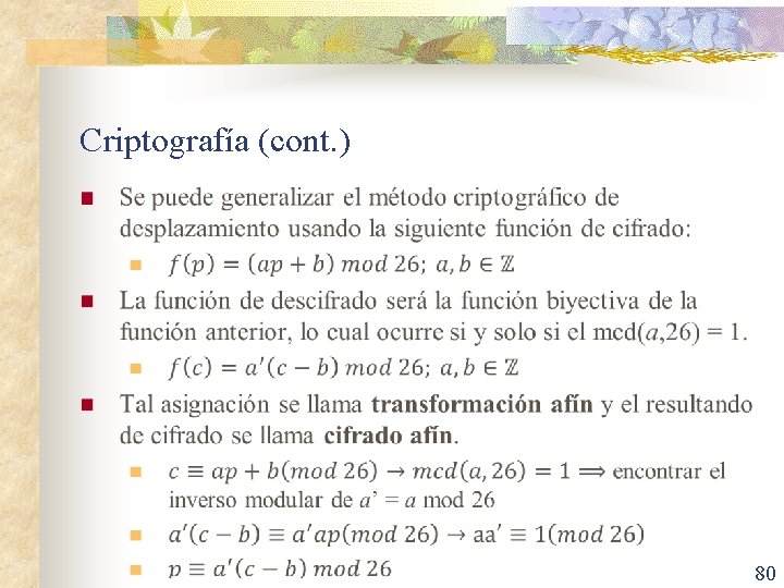 Criptografía (cont. ) n 80 