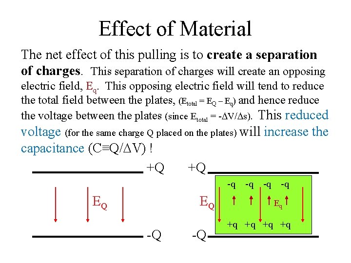 Effect of Material The net effect of this pulling is to create a separation