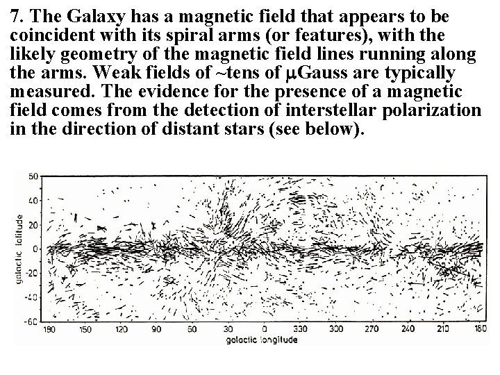 7. The Galaxy has a magnetic field that appears to be coincident with its