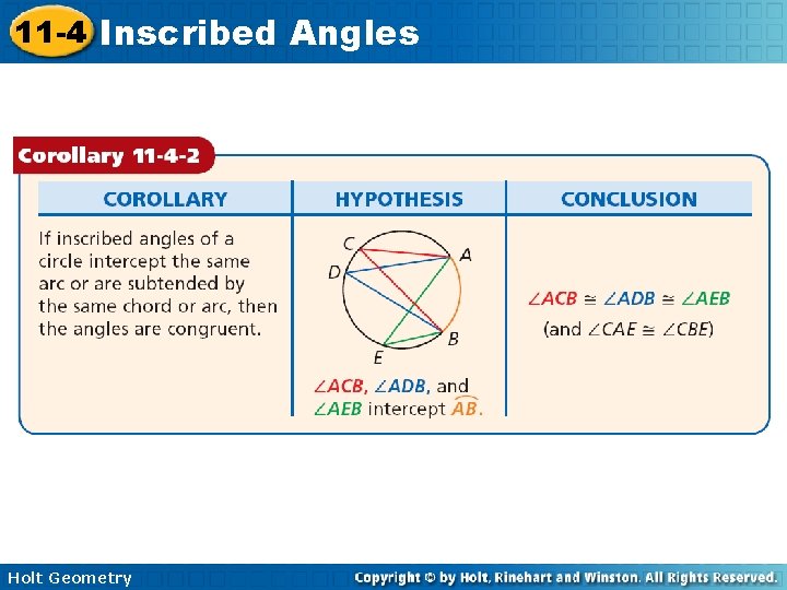 Inscribed Ang 11 4 Inscribed Angles Objectives Find the measure