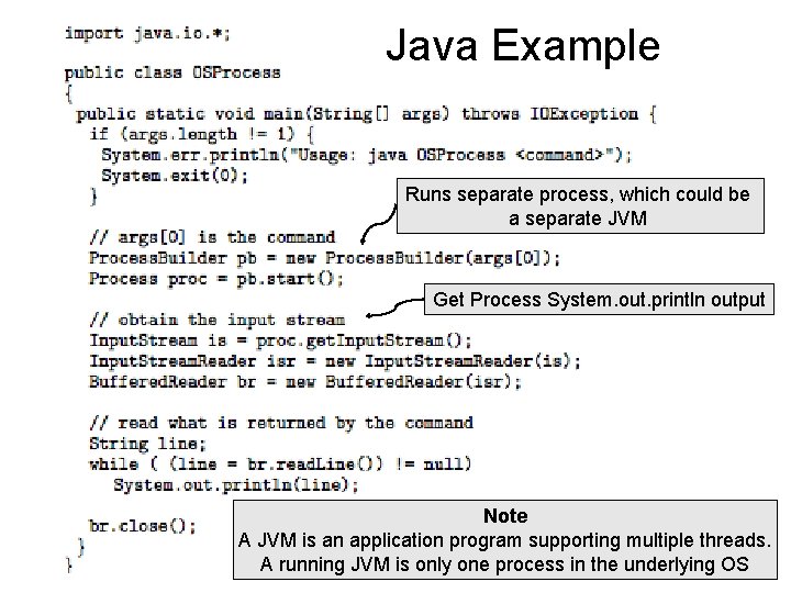 Java Example Runs separate process, which could be a separate JVM Get Process System.