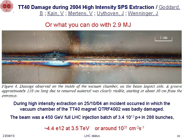 What you can TT 40 Damage during 2004 High Intensity SPS Extraction / Goddard,