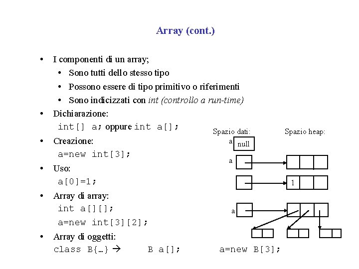 Array (cont. ) • • • I componenti di un array; • Sono tutti