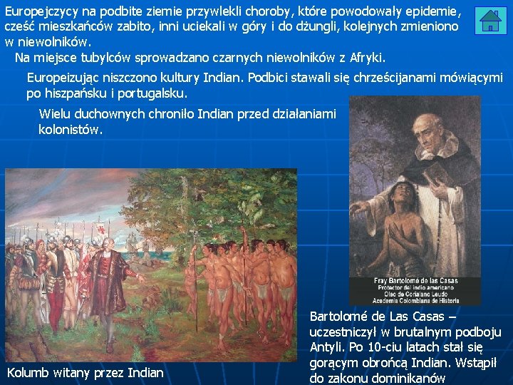 Europejczycy na podbite ziemie przywlekli choroby, które powodowały epidemie, cześć mieszkańców zabito, inni uciekali