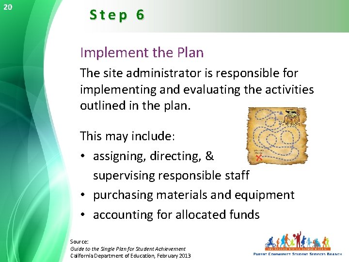 20 Step 6 Implement the Plan The site administrator is responsible for implementing and
