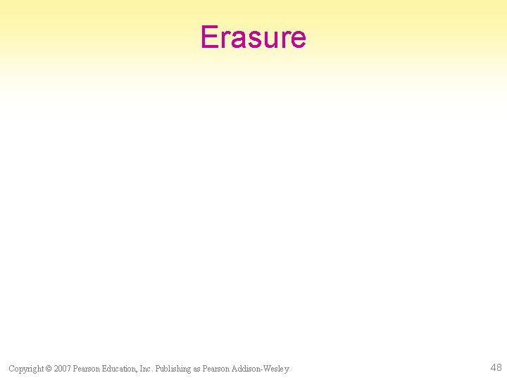 Erasure Copyright © 2007 Pearson Education, Inc. Publishing as Pearson Addison-Wesley 48 