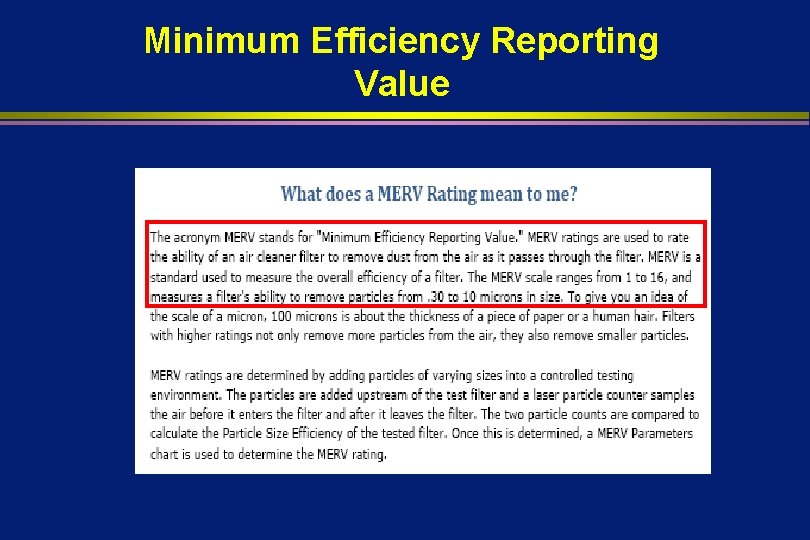 Minimum Efficiency Reporting Value 