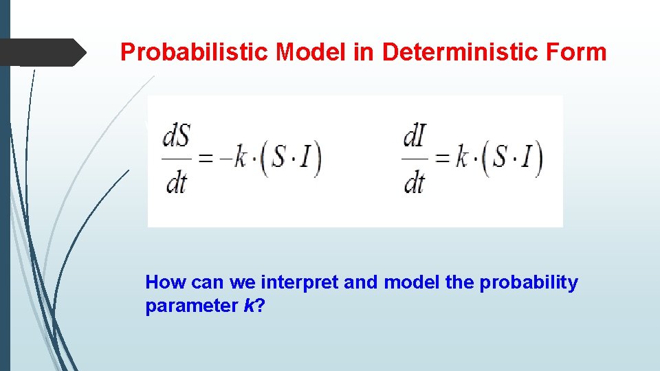 Probabilistic Model in Deterministic Form What does this equation say about Probability? How can